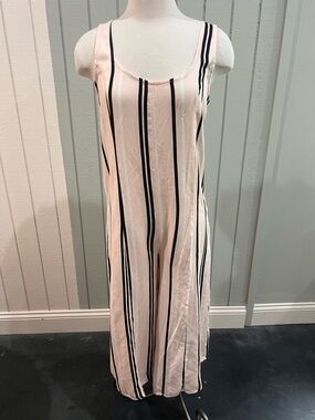 Sleeveless Pink & Black Vertical Stripe Maxi pants
